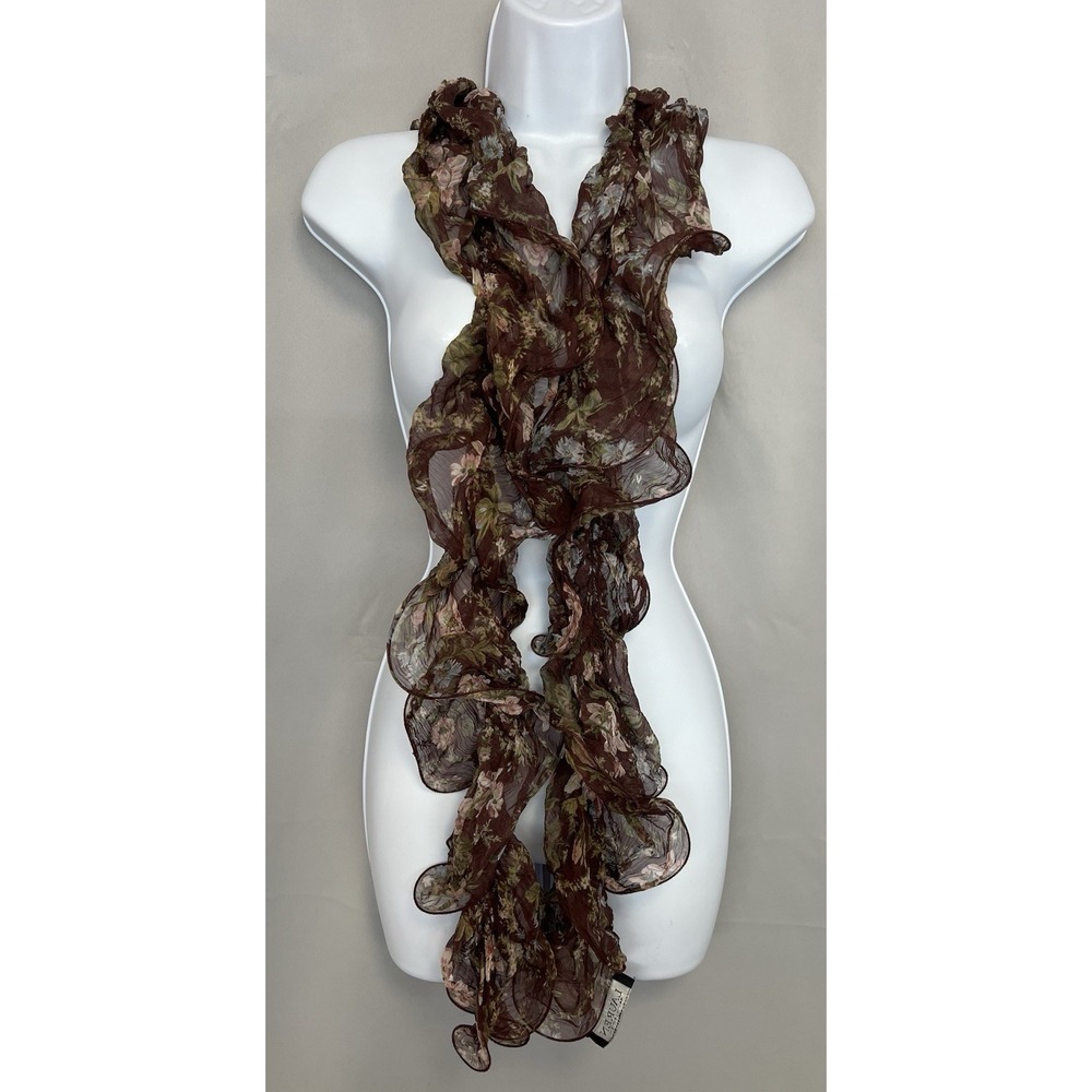 Lauren Ralph Lauren Ruffle Scarf-Wine Pinot Noir; 100% Viscose